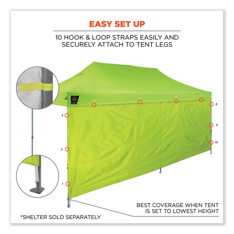 ergodyne® Shax 6097 Pop-Up Tent Sidewall, Single Skin, 10 ft x 10 ft, Polyester, Lime, Ships in 1-3 Business Days (EGO12995)