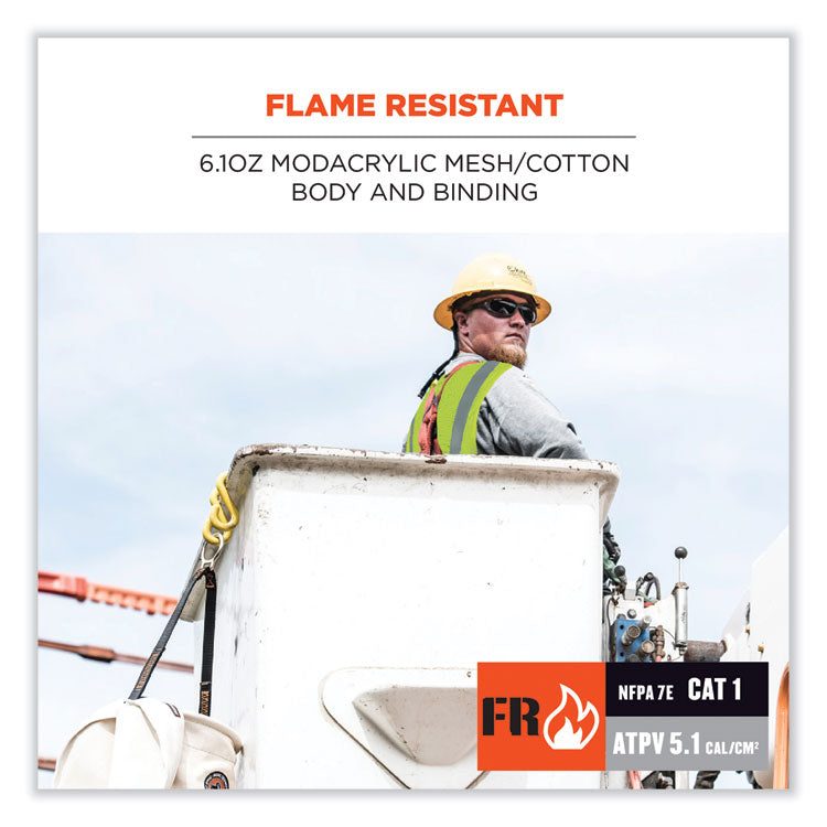 ergodyne® GloWear 8263FRHL Class 2 FR Safety Economy Hook and Loop Vest, Modacrylic Mesh/Cotton, S/M, Lime, Ships in 1-3 Business Days (EGO21863) Each