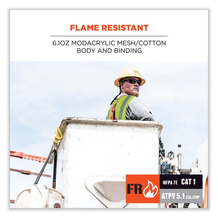 ergodyne® GloWear 8263FRHL Class 2 FR Safety Economy Hook/Loop Vest, Modacrylic Mesh/Cotton, 4XL/5XL, Lime, Ships in 1-3 Business Days (EGO21869) Each