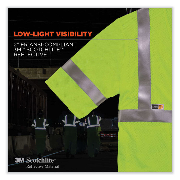 ergodyne® GloWear 8356FRHL Class 3 FR Hook and Loop Safety Vest with Sleeves, Modacrylic, Small/Med, Lime, Ships in 1-3 Business Days (EGO22213) Each