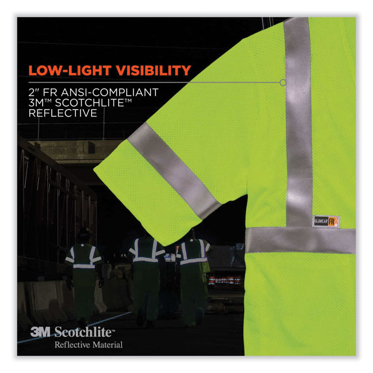 ergodyne® GloWear 8356FRHL Class 3 FR Hook and Loop Safety Vest with Sleeves, Modacrylic, Large/XL, Lime, Ships in 1-3 Business Days (EGO22215) Each