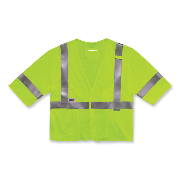 ergodyne® GloWear 8356FRHL Class 3 FR Hook and Loop Safety Vest with Sleeves, Modacrylic. 2XL/3XL, Lime, Ships in 1-3 Business Days (EGO22217) Each