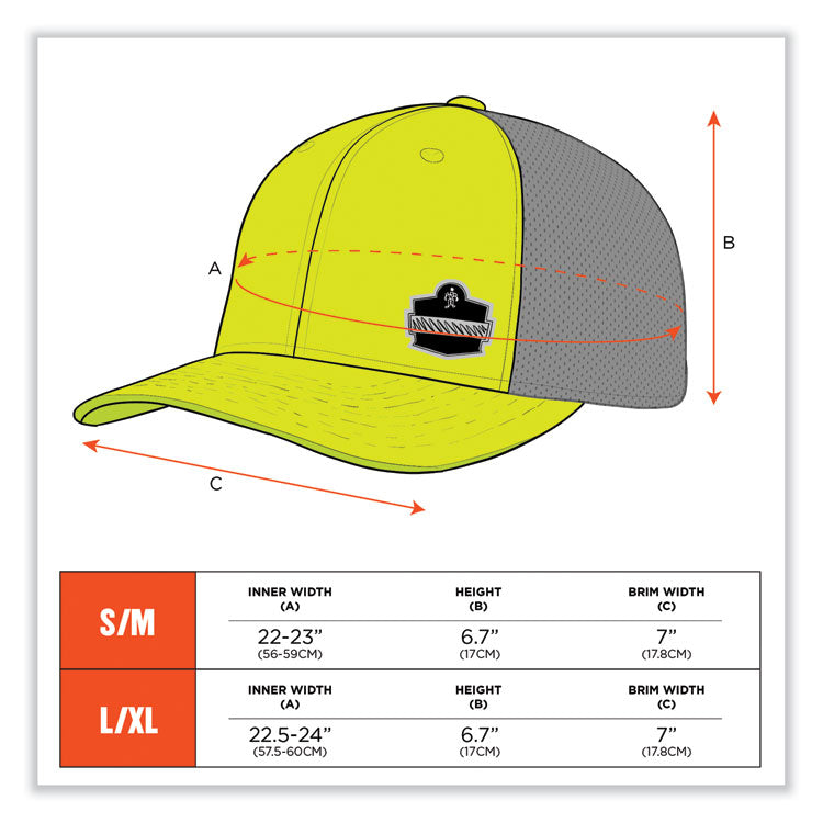 ergodyne® GloWear 8931 Reflective Stretch-Fit Hat, Cotton/Polyester, Ergodyne Logo, Small/Med, Hi-Vis Lime, Ships in 1-3 Business Days (EGO23240) Each