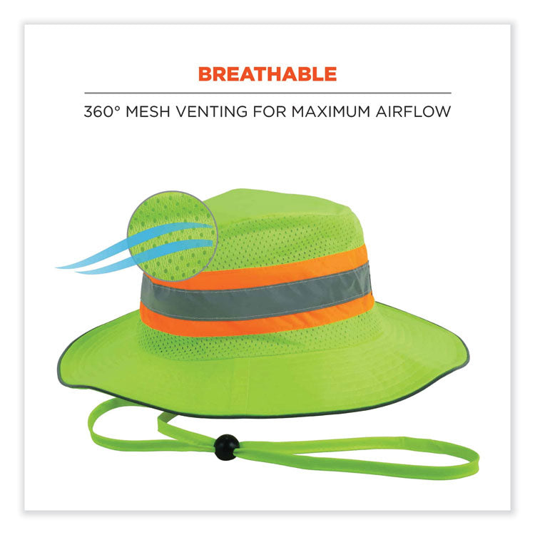 ergodyne® GloWear 8935 Hi-Vis Ranger Sun Hat, Polyester, Small/Medium, Lime, Ships in 1-3 Business Days (EGO23259) Each