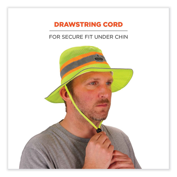 ergodyne® GloWear 8935 Hi-Vis Ranger Sun Hat, Polyester, Small/Medium, Lime, Ships in 1-3 Business Days (EGO23259) Each