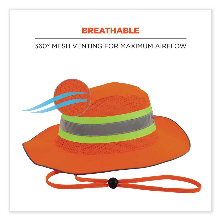 ergodyne® GloWear 8935 Hi-Vis Ranger Sun Hat, Polyester, 2X-Large/3X-Large, Orange, Ships in 1-3 Business Days (EGO23262) Each