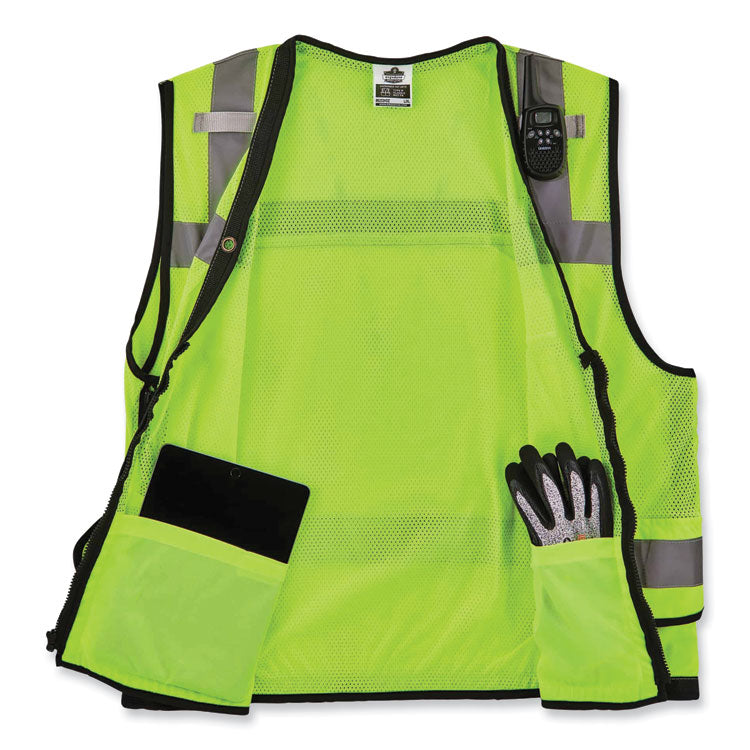 ergodyne® GloWear 8253HDZ Class 2 Heavy-Duty Mesh Surveyors Vest, Polyester, 2X-Large/3X-Large, Lime, Ships in 1-3 Business Days (EGO23327) Each