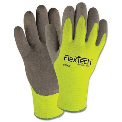 Wells Lamont FlexTech™ Hi-Visibility Knit Thermal Gloves with Latex Palm, Large, Gray/Green (815-Y9239TL) 1 Pair