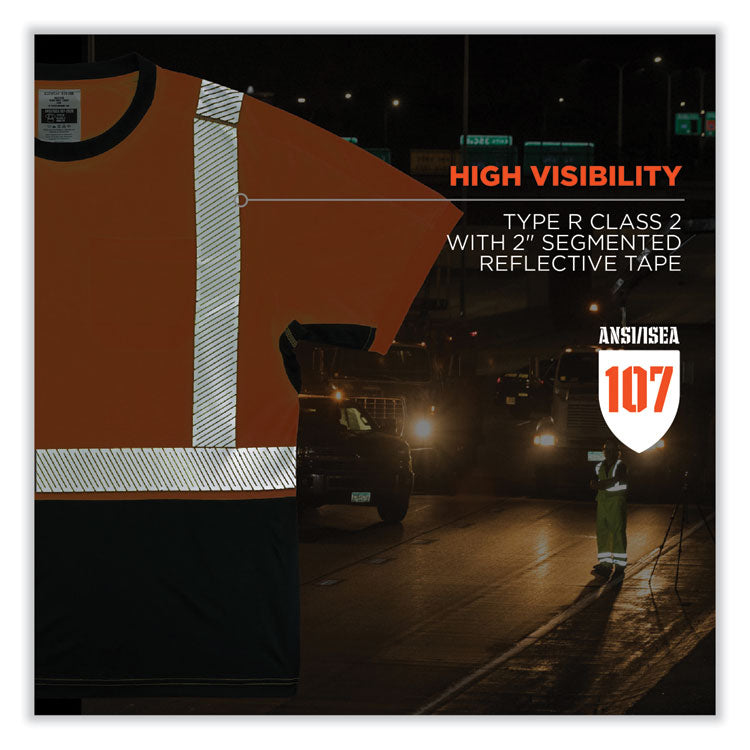 ergodyne® GloWear 8283BK Class 2 Lightweight Performance Hi-Vis T-Shirt, Polyester, Medium, Orange, Ships in 1-3 Business Days (EGO23513) Each