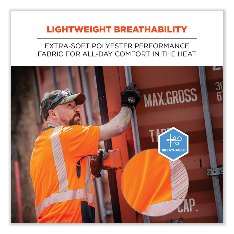 ergodyne® GloWear 8283BK Class 2 Lightweight Performance Hi-Vis T-Shirt, Polyester, 4X-Large, Orange, Ships in 1-3 Business Days (EGO23518) Each