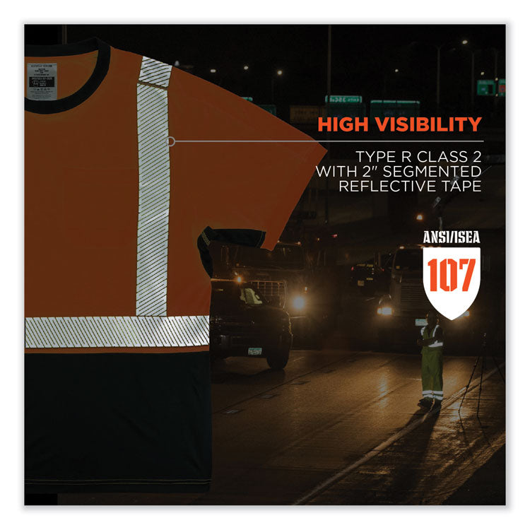 ergodyne® GloWear 8283BK Class 2 Lightweight Performance Hi-Vis T-Shirt, Polyester, 4X-Large, Orange, Ships in 1-3 Business Days (EGO23518) Each