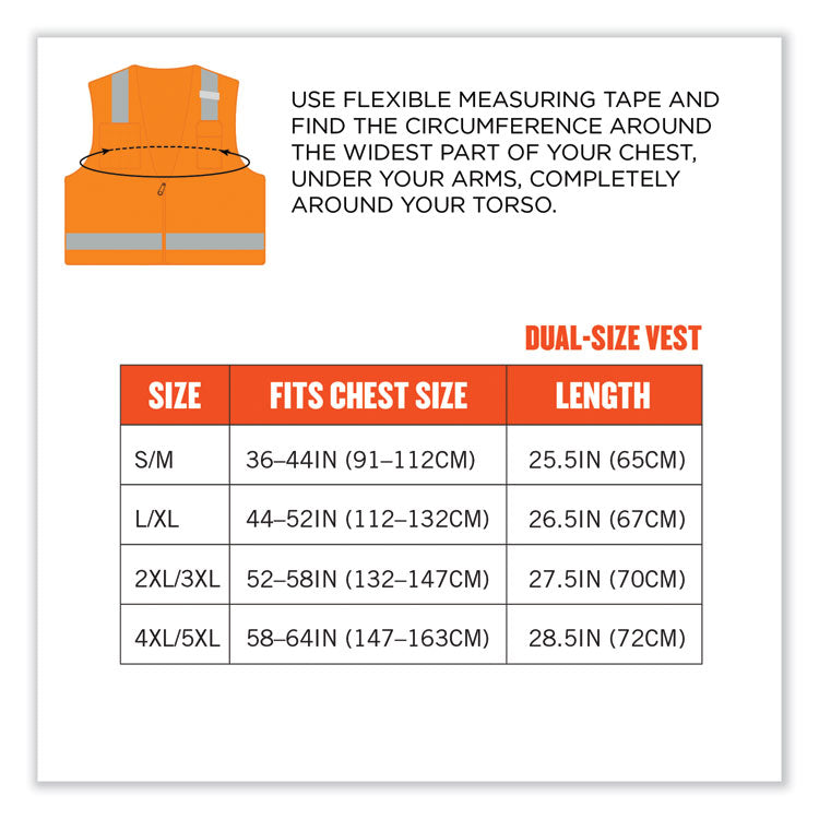 ergodyne® GloWear 8249Z Class 2 Economy Surveyors Zipper Vest, Polyester, Small/Medium, Orange, Ships in 1-3 Business Days (EGO24013) Each