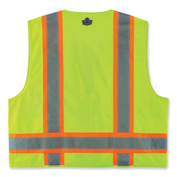 ergodyne® GloWear 8248Z Class 2 Two-Tone Surveyors Zipper Vest, Polyester, Small/Medium, Lime, Ships in 1-3 Business Days (EGO24073) Each