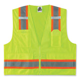 ergodyne® GloWear 8248Z Class 2 Two-Tone Surveyors Zipper Vest, Polyester, Large/X-Large, Lime, Ships in 1-3 Business Days (EGO24075) Each