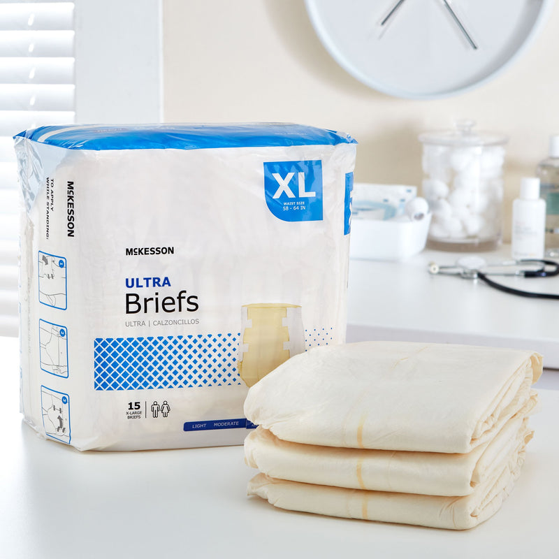 McKesson Ultra Unisex Adult Incontinence Brief X-Large Disposable Heavy Absorbency (800833_CS) 4/CS