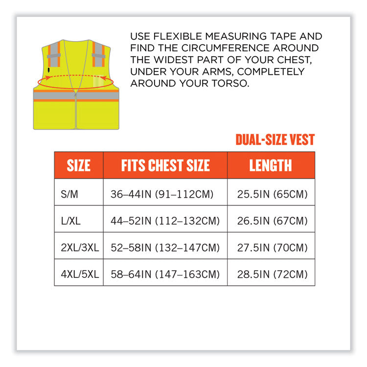 ergodyne® GloWear 8246Z Class 2 Two-Tone Mesh Reflective Binding Zipper Vest, Polyester, Small/Medium, Lime, Ships in 1-3 Business Days (EGO24143) Each