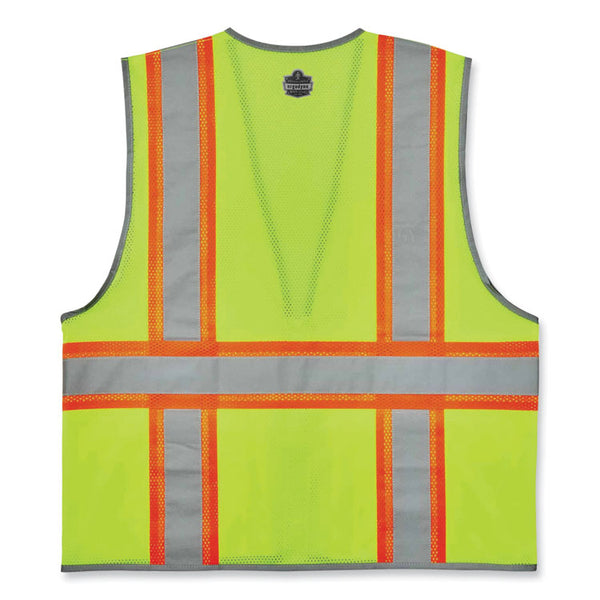 ergodyne® GloWear 8246Z Class 2 Two-Tone Mesh Reflective Binding Zipper Vest, Polyester, Large/XL, Lime, Ships in 1-3 Business Days (EGO24145) Each