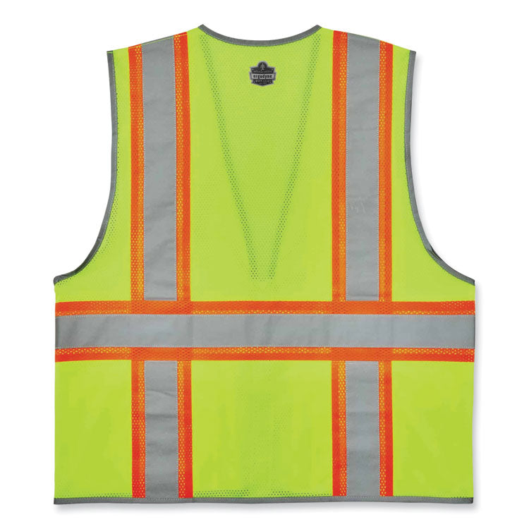 ergodyne® GloWear 8246Z Class 2 Two-Tone Mesh Reflective Binding Zipper Vest, Polyester, Large/XL, Lime, Ships in 1-3 Business Days (EGO24145) Each
