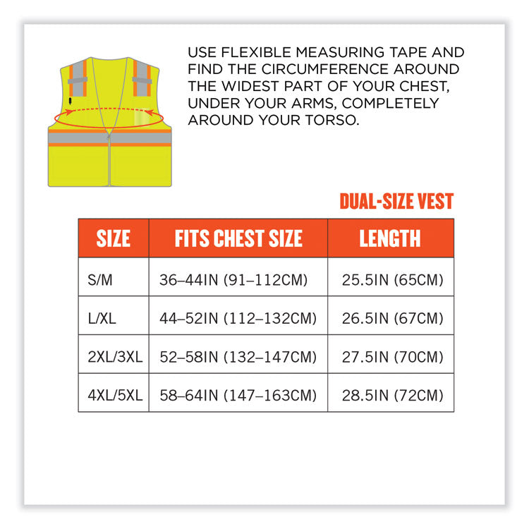 ergodyne® GloWear 8246Z Class 2 Two-Tone Mesh Reflective Binding Zipper Vest, Polyester, 2X-Large/3XL, Lime, Ships in 1-3 Business Days (EGO24147) Each