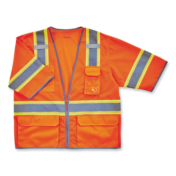 ergodyne® GloWear 8346Z Class 3 Two-Tone Hi-Vis Surveyor Zipper Vest, Large/X-Large, Orange, Ships in 1-3 Business Days (EGO24155) Each