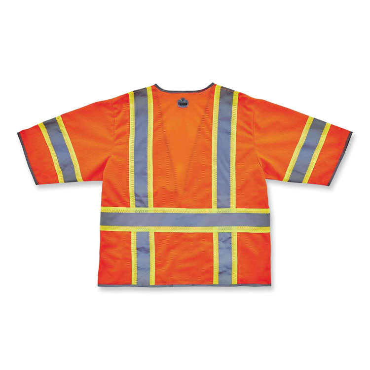 ergodyne® GloWear 8346Z Class 3 Two-Tone Hi-Vis Surveyor Zipper Vest, 2X-Large/3X-Large, Orange, Ships in 1-3 Business Days (EGO24157) Each
