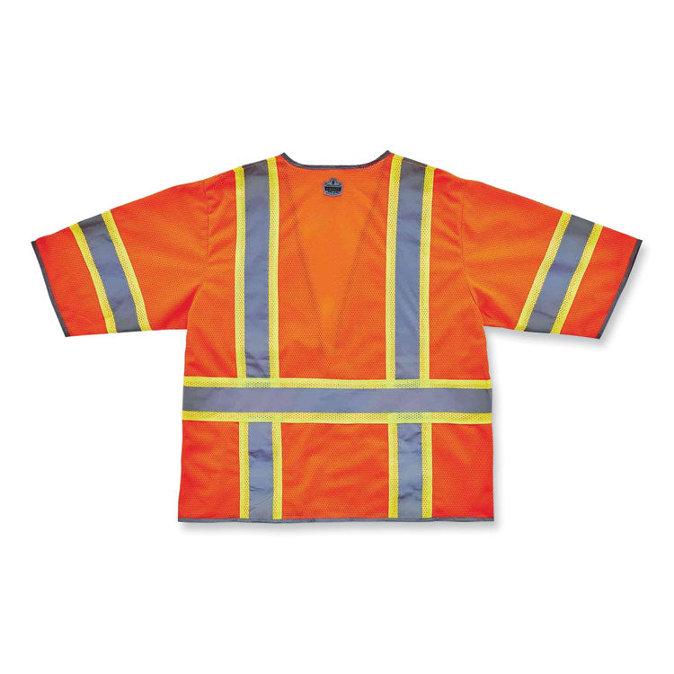 ergodyne® GloWear 8346Z Class 3 Two-Tone Hi-Vis Surveyor Zipper Vest, 4X-Large/5X-Large, Orange, Ships in 1-3 Business Days (EGO24159) Each