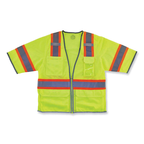ergodyne® GloWear 8346Z Class 3 Two-Tone Hi-Vis Surveyor Zipper Vest, Small/Medium, Lime, Ships in 1-3 Business Days (EGO24163) Each