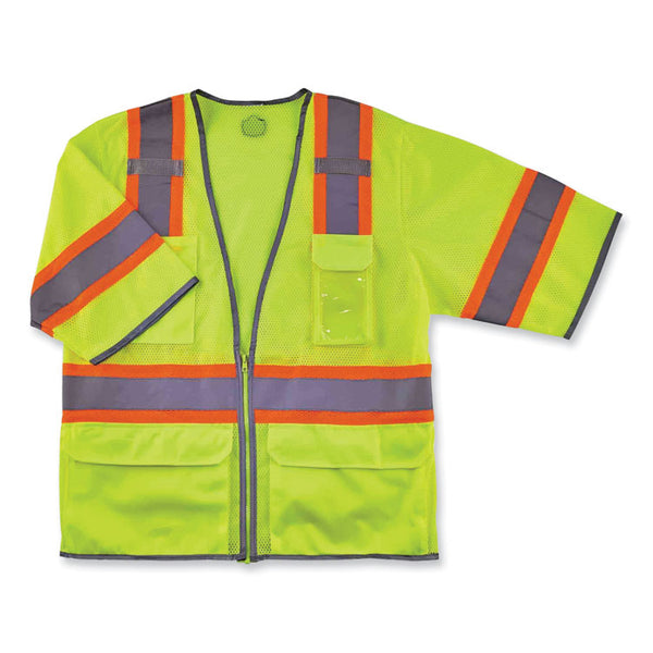ergodyne® GloWear 8346Z Class 3 Two-Tone Hi-Vis Surveyor Zipper Vest, Small/Medium, Lime, Ships in 1-3 Business Days (EGO24163) Each