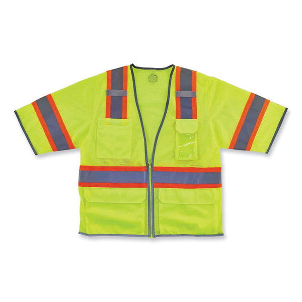 ergodyne® GloWear 8346Z Class 3 Two-Tone Hi-Vis Surveyor Zipper Vest, 4X-Large/5X-Large, Lime, Ships in 1-3 Business Days (EGO24169) Each
