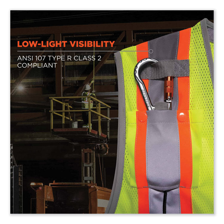 ergodyne® GloWear 8231TV Class 2 Hi-Vis Tool Tethering Safety Vest, Polyester, 4X-Large/5X-Large, Lime, Ships in 1-3 Business Days (EGO24179) Each