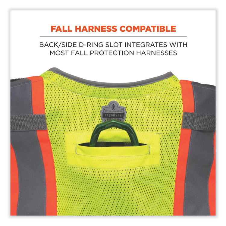 ergodyne® GloWear 8231TVK Class 2 Hi-Vis Tool Tethering Safety Vest Kit, Polyester, Small/Medium, Lime, Ships in 1-3 Business Days (EGO24183) Each