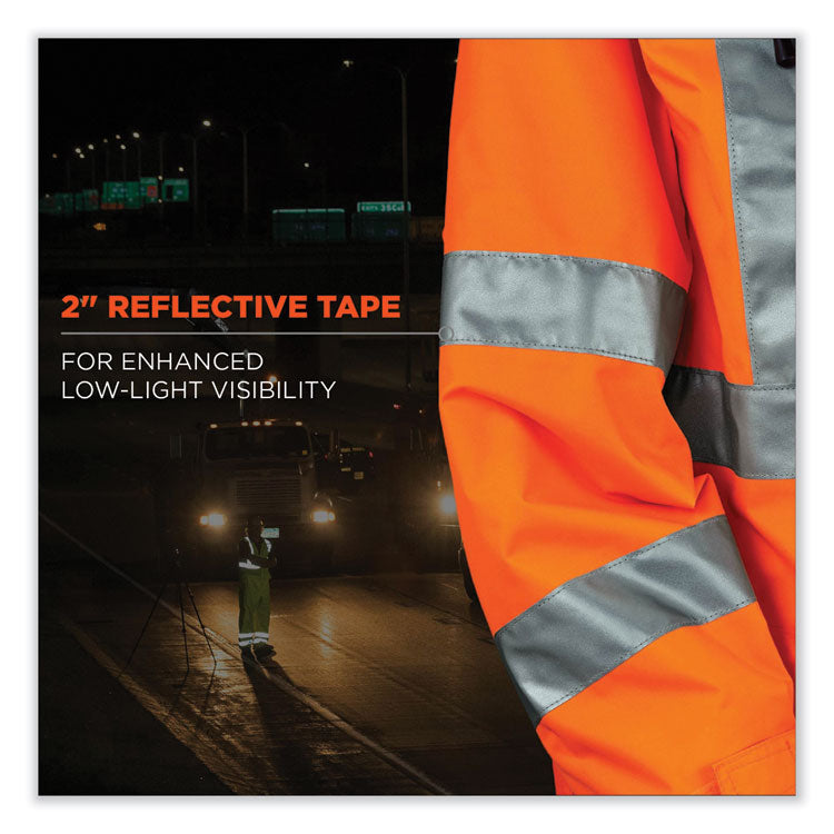 ergodyne® GloWear 8365 Class 3 Hi-Vis Rain Jacket, Polyester, Small, Orange, Ships in 1-3 Business Days (EGO24312) Each