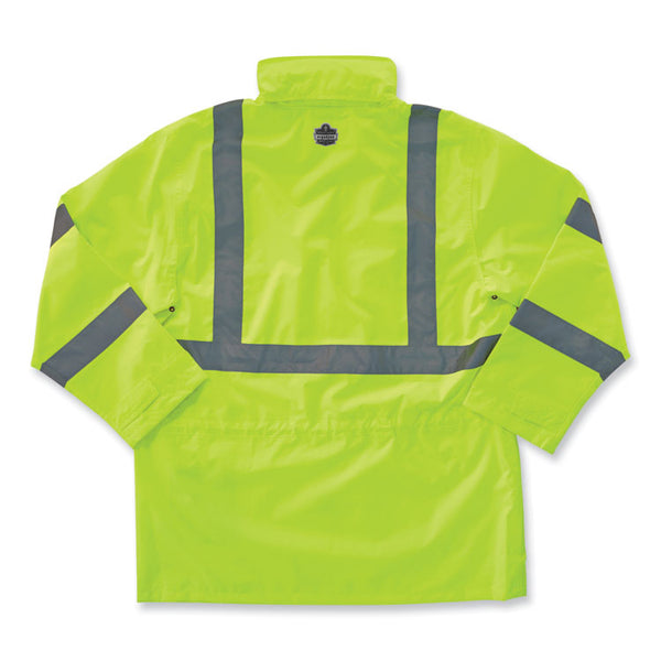 ergodyne® GloWear 8365 Class 3 Hi-Vis Rain Jacket, Polyester, 5X-Large, Lime, Ships in 1-3 Business Days (EGO24329) Each
