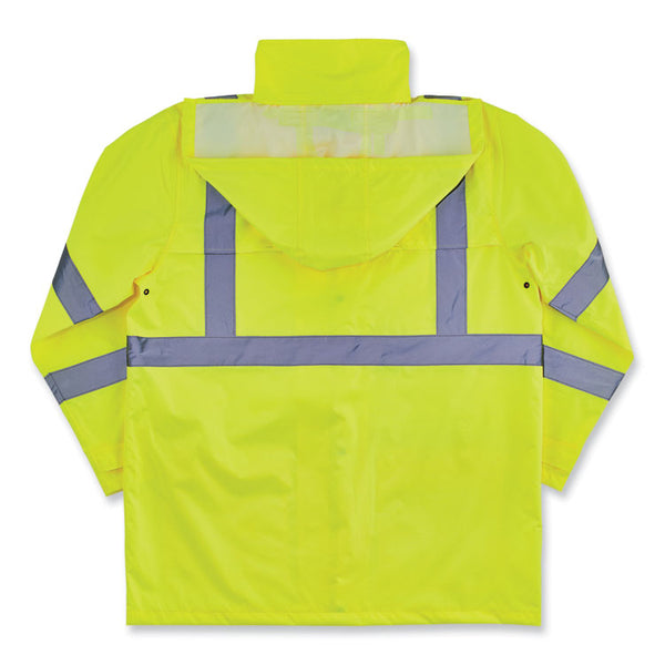 ergodyne® GloWear 8366 Class 3 Lightweight Hi-Vis Rain Jacket, Polyester, Small, Lime, Ships in 1-3 Business Days (EGO24332) Each