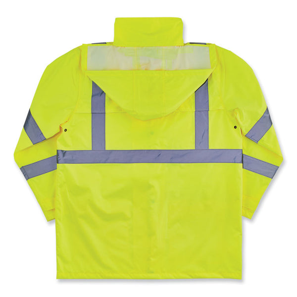 ergodyne® GloWear 8366 Class 3 Lightweight Hi-Vis Rain Jacket, Polyester, 3X-Large, Lime, Ships in 1-3 Business Days (EGO24337) Each