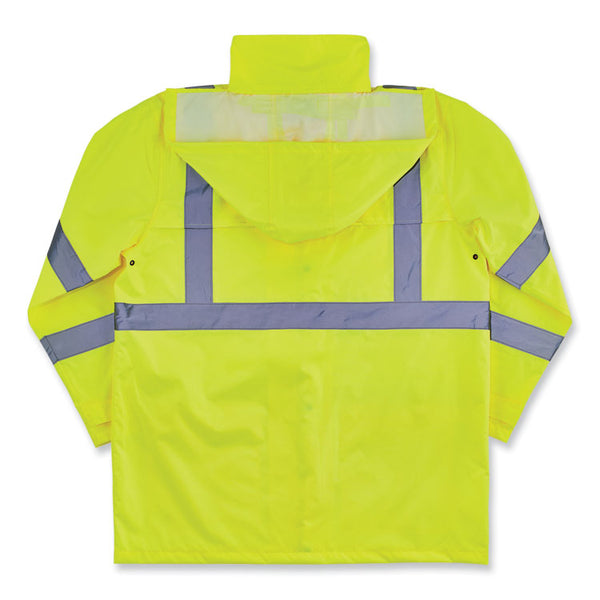 ergodyne® GloWear 8366 Class 3 Lightweight Hi-Vis Rain Jacket, Polyester, 4X-Large, Lime, Ships in 1-3 Business Days (EGO24338) Each
