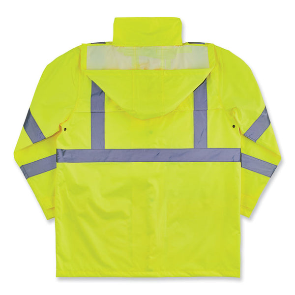ergodyne® GloWear 8366 Class 3 Lightweight Hi-Vis Rain Jacket, Polyester, 5X-Large, Lime, Ships in 1-3 Business Days (EGO24339) Each
