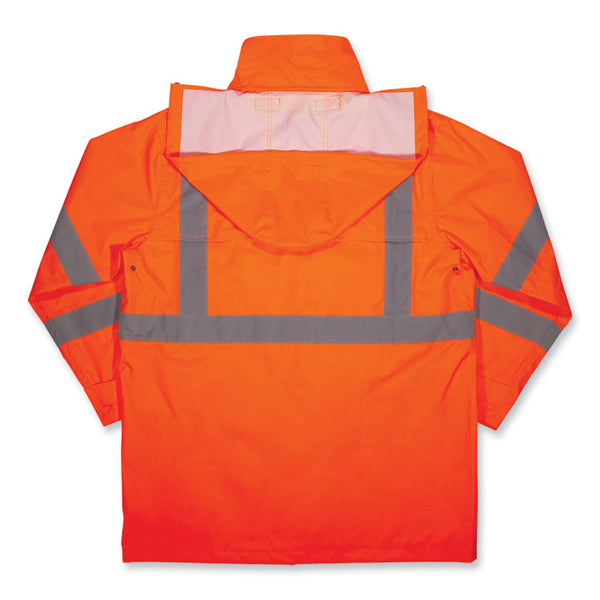 ergodyne® GloWear 8366 Class 3 Lightweight Hi-Vis Rain Jacket, Polyester, X-Large, Orange, Ships in 1-3 Business Days (EGO24365) Each