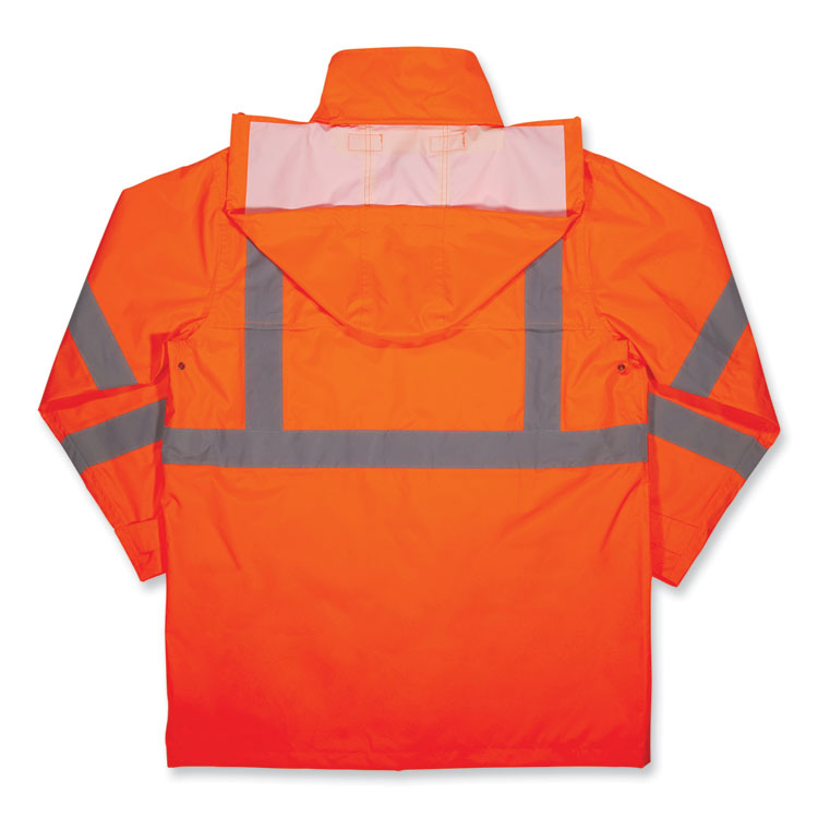 ergodyne® GloWear 8366 Class 3 Lightweight Hi-Vis Rain Jacket, Polyester, 2X-Large, Orange, Ships in 1-3 Business Days (EGO24366) Each