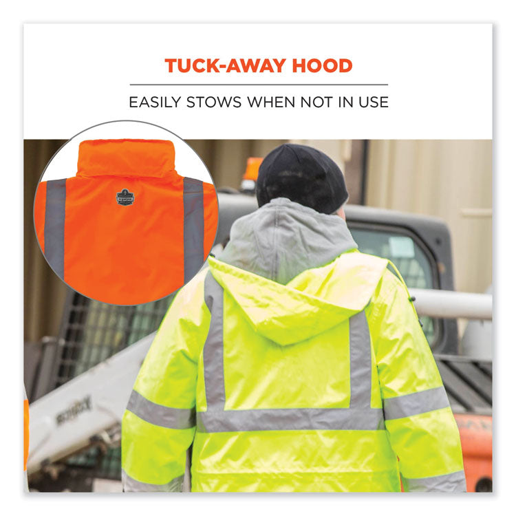 ergodyne® GloWear 8366 Class 3 Lightweight Hi-Vis Rain Jacket, Polyester, 2X-Large, Orange, Ships in 1-3 Business Days (EGO24366) Each