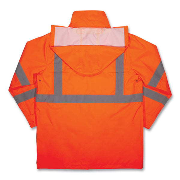 ergodyne® GloWear 8366 Class 3 Lightweight Hi-Vis Rain Jacket, Polyester, 3X-Large, Orange, Ships in 1-3 Business Days (EGO24367) Each