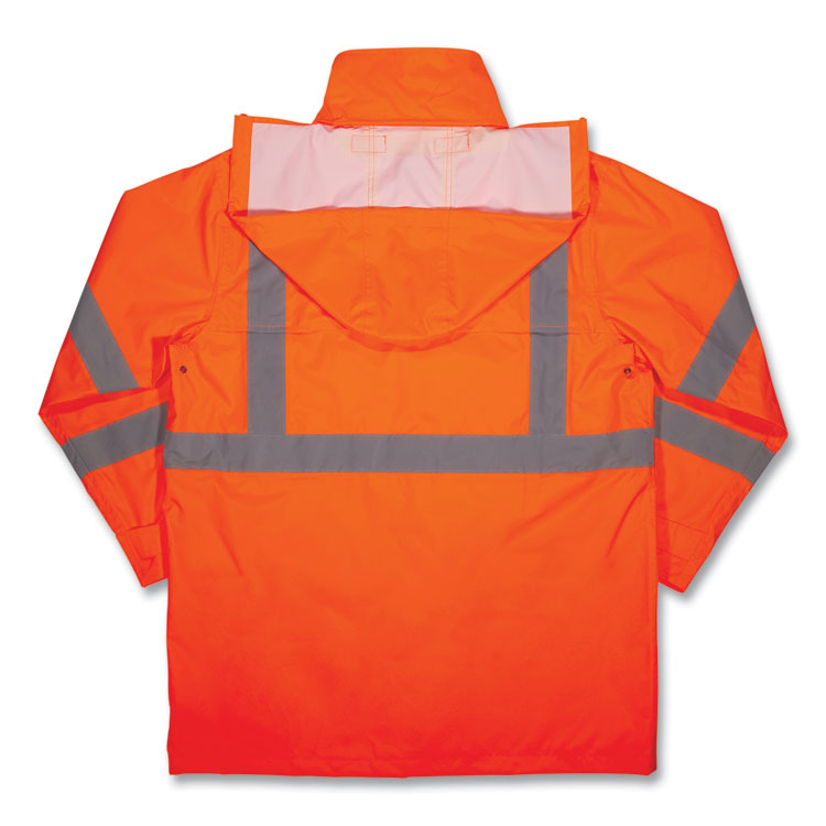ergodyne® GloWear 8366 Class 3 Lightweight Hi-Vis Rain Jacket, Polyester, 3X-Large, Orange, Ships in 1-3 Business Days (EGO24367) Each