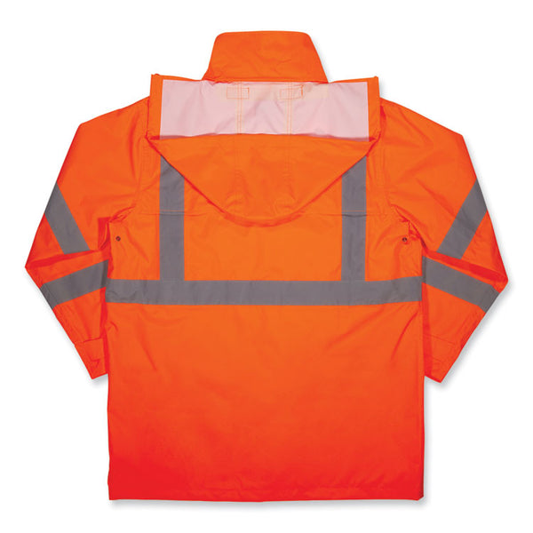 ergodyne® GloWear 8366 Class 3 Lightweight Hi-Vis Rain Jacket, Polyester, 4X-Large, Orange, Ships in 1-3 Business Days (EGO24368) Each
