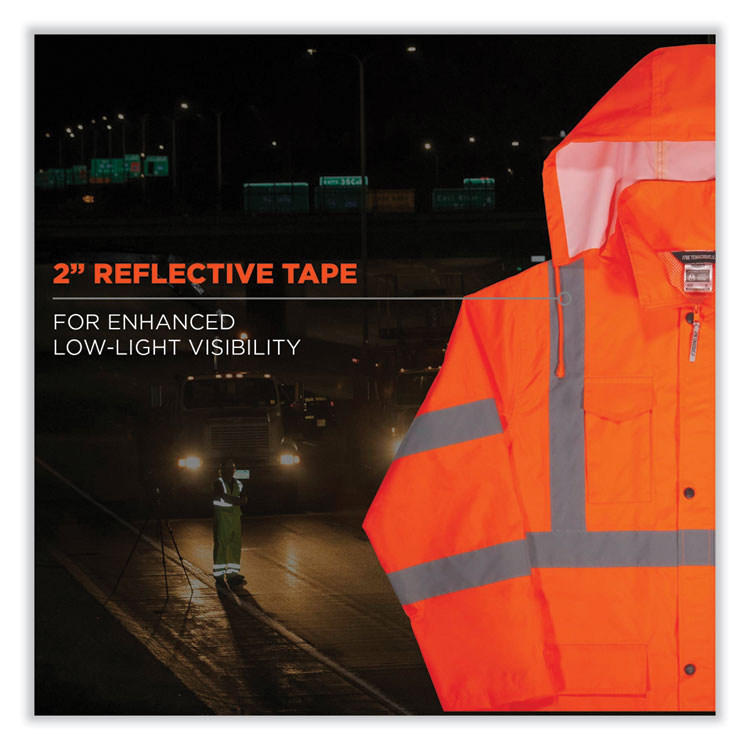 ergodyne® GloWear 8366 Class 3 Lightweight Hi-Vis Rain Jacket, Polyester, 4X-Large, Orange, Ships in 1-3 Business Days (EGO24368) Each