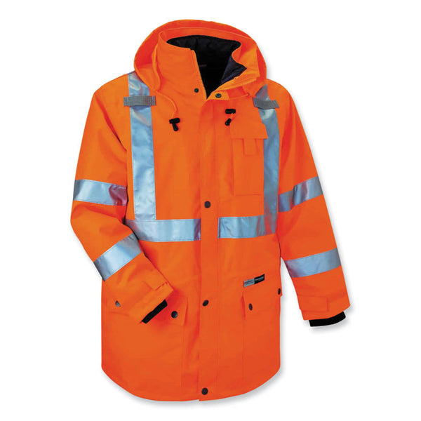 ergodyne® GloWear 8385 Class 3 Hi-Vis 4-in-1 Jacket, 2X-Large, Orange, Ships in 1-3 Business Days (EGO24376) Each