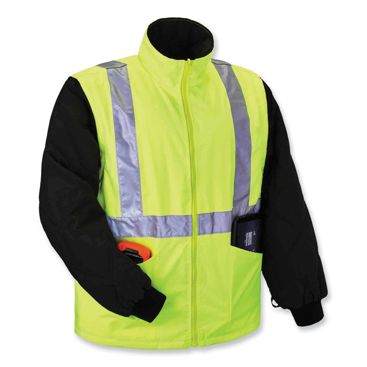 ergodyne® GloWear 8385 Class 3 Hi-Vis 4-in-1 Jacket, Medium, Lime, Ships in 1-3 Business Days (EGO24383) Each