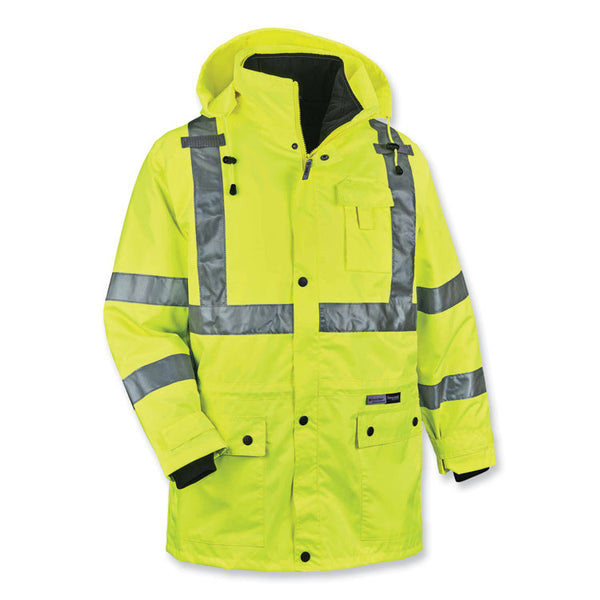 ergodyne® GloWear 8385 Class 3 Hi-Vis 4-in-1 Jacket, 4X-Large, Lime, Ships in 1-3 Business Days (EGO24388) Each