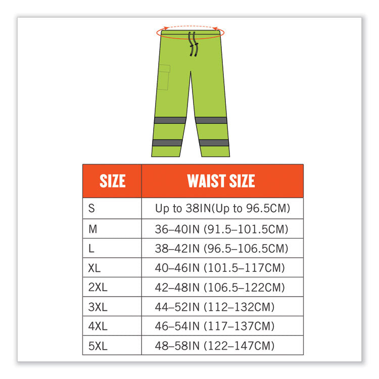 ergodyne® GloWear 8915 Class E Hi-Vis Rain Pants, Small, Lime, Ships in 1-3 Business Days (EGO24422) Each