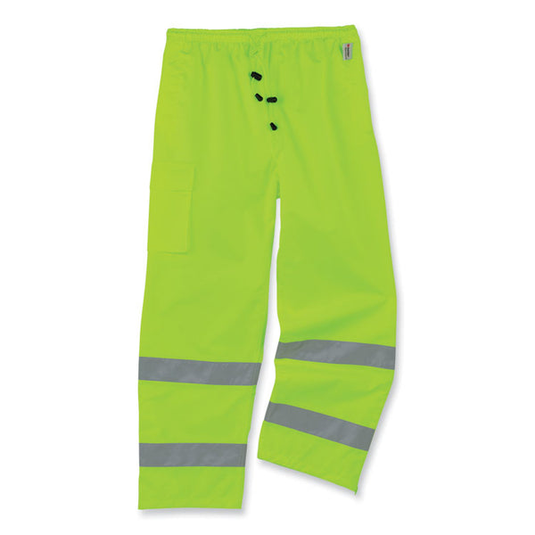 ergodyne® GloWear 8915 Class E Hi-Vis Rain Pants, 4X-Large, Lime, Ships in 1-3 Business Days (EGO24428) Each