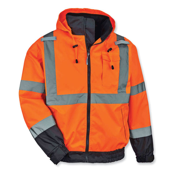 ergodyne® GloWear 8379 Class 3 Hi-Vis Fleece Lined Bomber Jacket, Orange, 5X-Large, Ships in 1-3 Business Days (EGO24469) Each